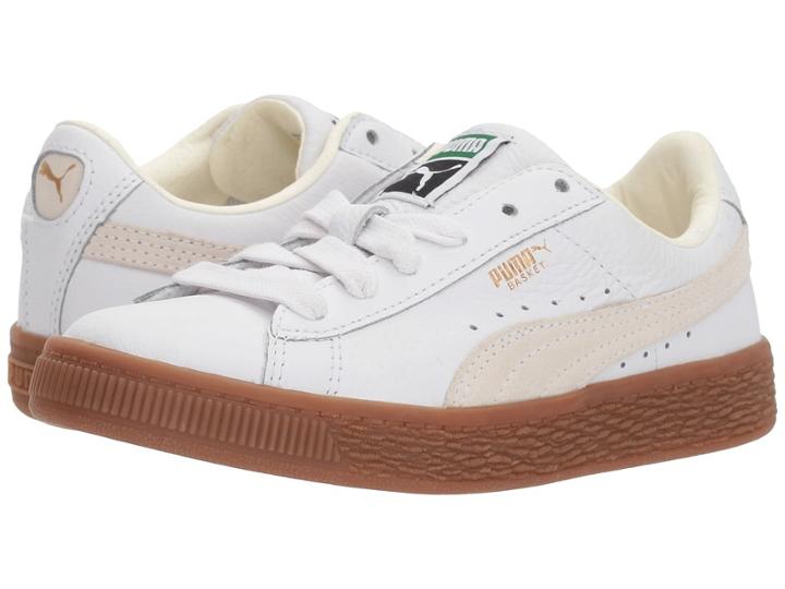 Puma Kids Basket Classic Gum Deluxe (little Kid) (puma White/puma White) Kids Shoes