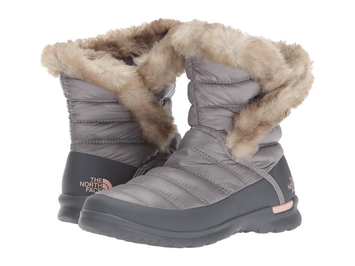 The North Face Thermoball Microbaffle Bootie Ii (shiny Frost Grey/evening Sand Pink (past Season)) Women's Pull-on Boots