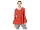 Michael Michael Kors Solid Chain Neck Top (bright Terra Cotta) Women's Clothing