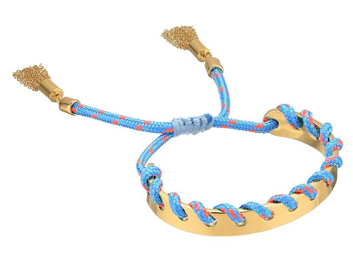 Rebecca Minkoff Climbing Rope Whipstitch Skinny Cuff Bracelet (gold/turquoise) Bracelet