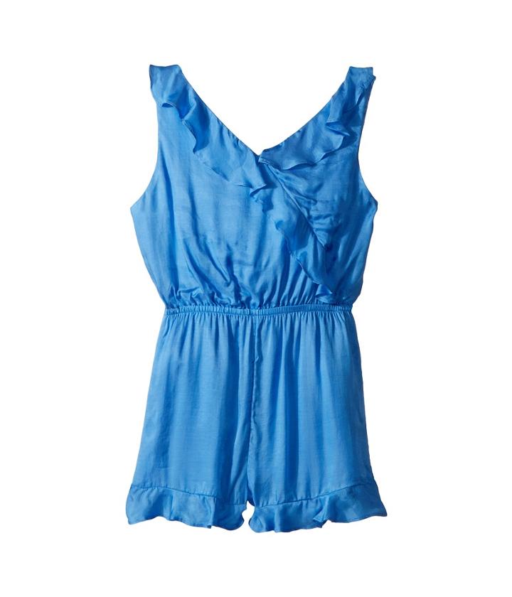 Bardot Junior Lucia Frill Romper (big Kids) (marina Blue) Girl's Jumpsuit & Rompers One Piece