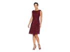 Tahari By Asl Stretch Lace Side Tie Fit Flare Dress (aubergine) Women's Dress