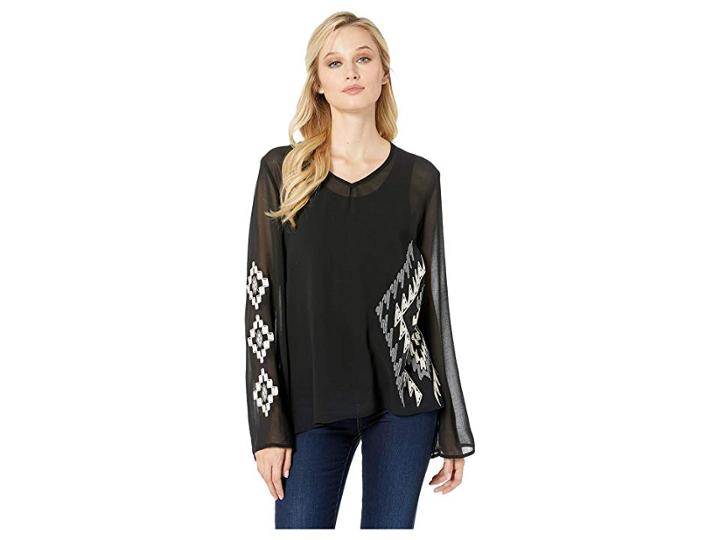 Double D Ranchwear Sheep Mountain Top (black) Women's Clothing