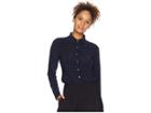 Tommy Hilfiger Polka Dot Collared Long Sleeve Knit Top (midnight/ivory) Women's Clothing