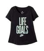 Nike Kids Sportswear Life Goals Scoop Tee (little Kids/big Kids) (black/mint Foam) Girl's T Shirt