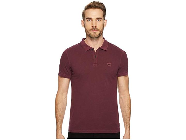 Boss Orange Prime Short Sleeve Acid Wash Polo (burgundy) Men's Short Sleeve Pullover