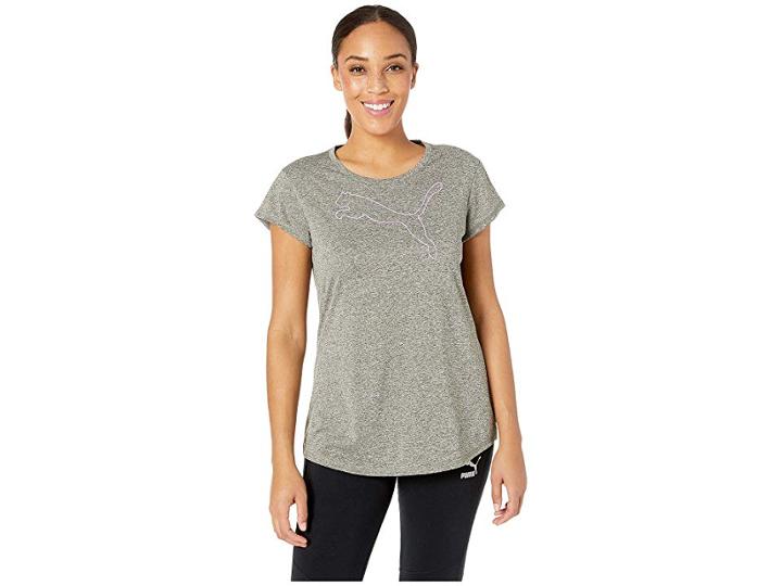 Puma Active Logo Heather Tee (forest Night Heather) Women's Clothing