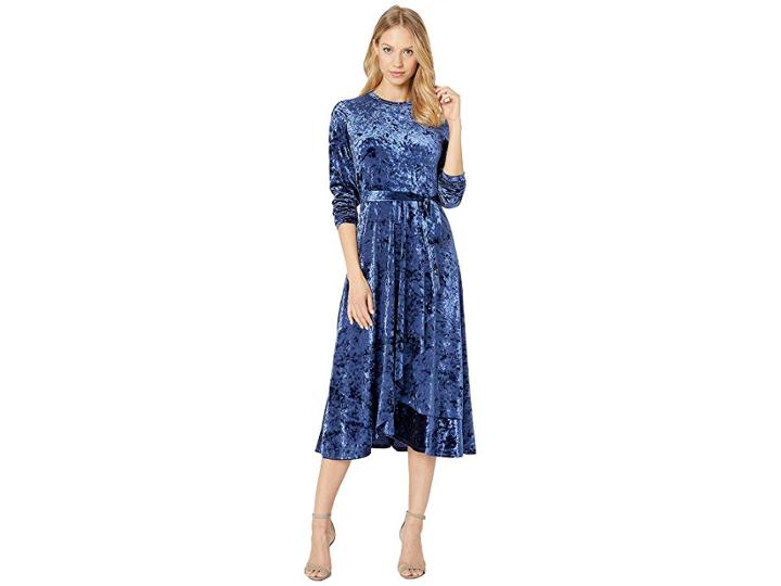 Juicy Couture Crushed Velvet Midi Dress (royal Navy) Women's Dress