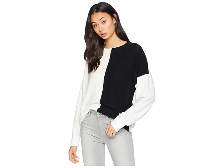 Lna Brushed Daryl Top (ivory/black) Women's Clothing