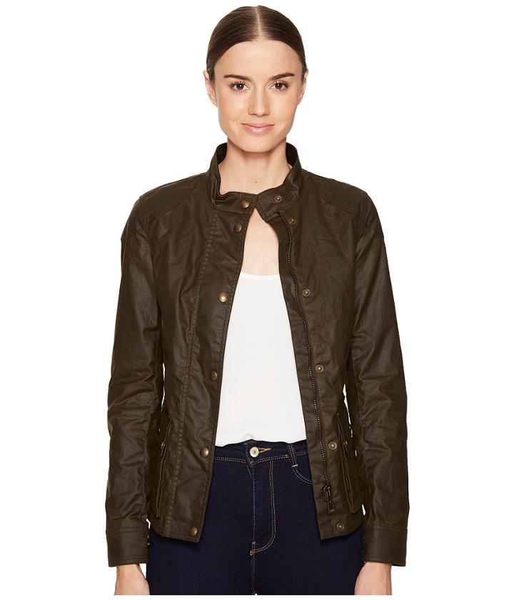 Belstaff Longham Signature 6 Oz. Wax Cotton Jacket (faded Olive) Women's Coat