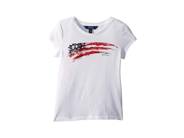 Polo Ralph Lauren Kids Cotton Jersey Graphic T-shirt (little Kids/big Kids) (white/red) Girl's T Shirt