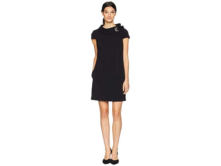 Badgley Mischka Crystal Grommet Sack (black) Women's Dress