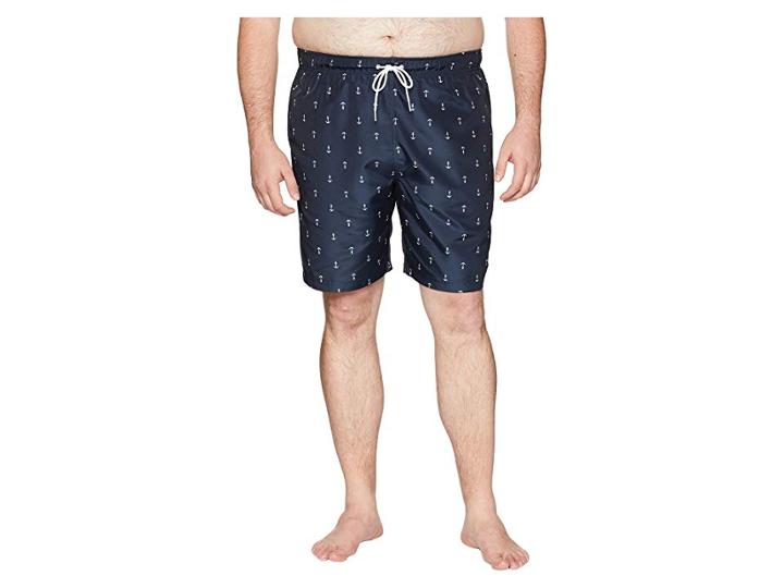 Nautica Big & Tall Big Tall Anchor Print Trunk 17 1/2 (navy) Men's Swimwear