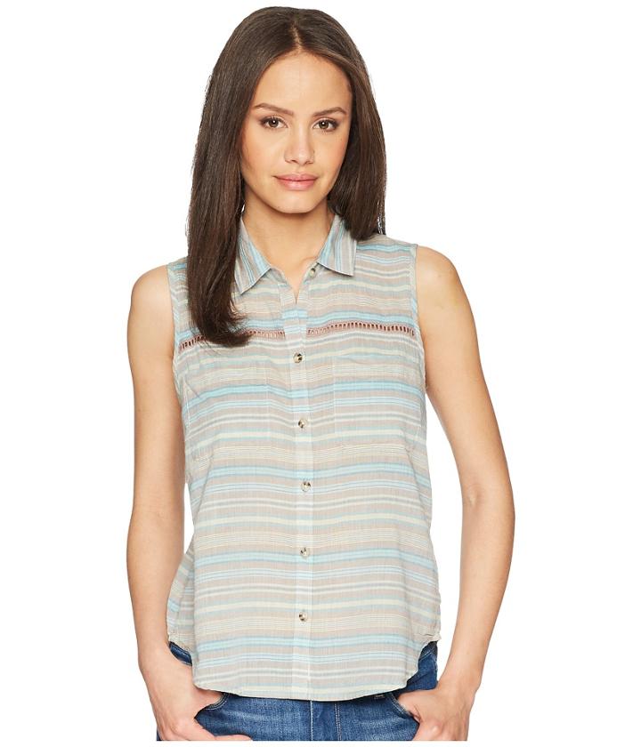 Toad&co Airbrush Sleeveless Deco Shirt (cocoa Stripe) Women's Sleeveless