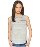 Toad&co Airbrush Sleeveless Deco Shirt (cocoa Stripe) Women's Sleeveless