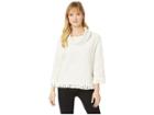 Vince Camuto Elbow Sleeve Cozy Chenille Fringe Hem Top (pearl Ivory) Women's Clothing