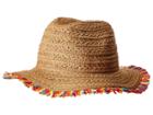 Betsey Johnson Fringe Factor Panama Hat (tan) Caps