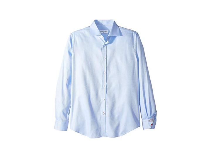 Robert Graham Jimmy Solid Weave Long Sleeve Dress Shirt (blue) Men's Long Sleeve Button Up