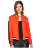 Juicy Couture Luxe Tiger Patch Terry Bomber Jacket (lava Red) Women's Clothing