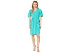 Donna Morgan Crepe Faux Wrap W/ Flutter Sleeve (seagreen) Women's Dress