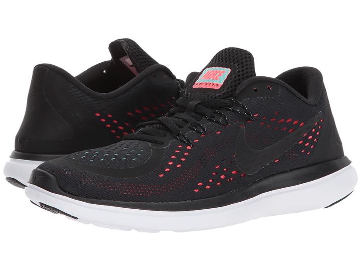 Nike Flex Rn 2017 (black/black/hot Punch/aurora Green) Women's Running Shoes