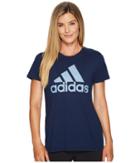 Adidas Badge Of Sport Logo Tee (collegiate Navy/tactile Blue) Women's T Shirt