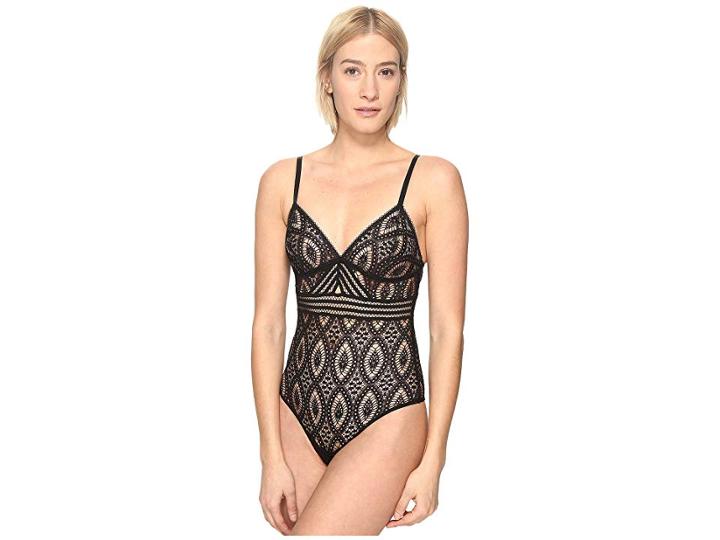 Else Baroque Triangle Cup Cut Out Bodysuit (black) Women's Jumpsuit & Rompers One Piece