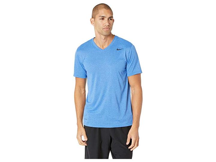 Nike Legend 2.0 Short Sleeve V-neck Tee (light Game Royal Heather/black) Men's T Shirt