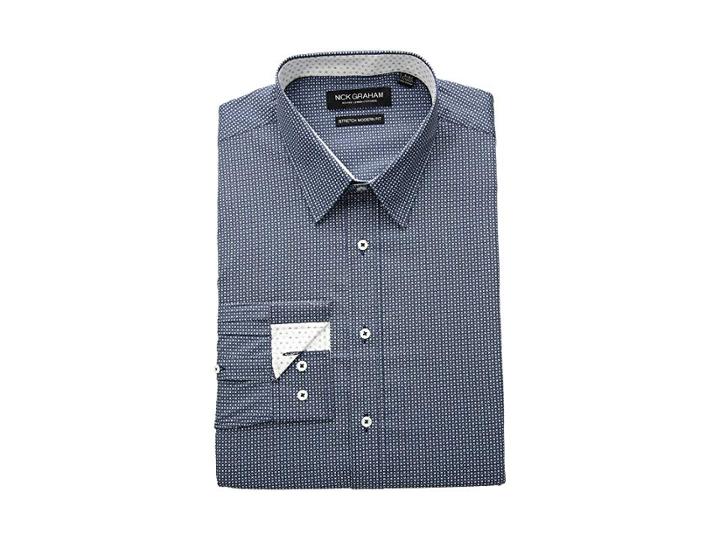 Nick Graham Tic/tac/toe Dress Shirt (navy) Men's Long Sleeve Button Up