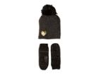 Betsey Johnson Heart To Heart Hat Gloves Two-piece Set (black/gold) Hair Accessories