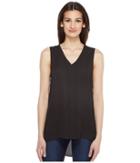 Vince Camuto Sleeveless High-low Hem Blouse With Back Lace Trim (rich Black) Women's Blouse