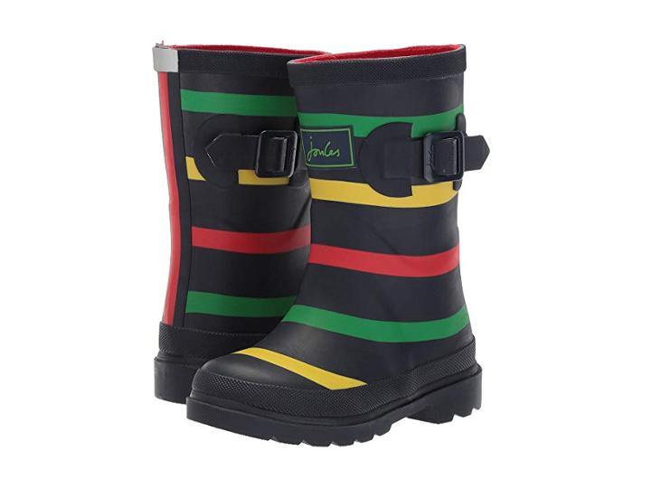 Joules Kids Printed Welly Rain Boot (toddler/little Kid/big Kid) (navy Multi Stripe) Boys Shoes