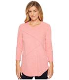 Mod-o-doc Marbled Jersey 3/4 Sleeve Asymmetrical Seamed Tee (red) Women's T Shirt