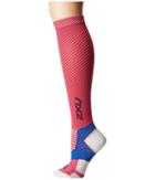 2xu Elite Lite X-lock Compression Socks (pink Peacock/white) Women's Knee High Socks Shoes