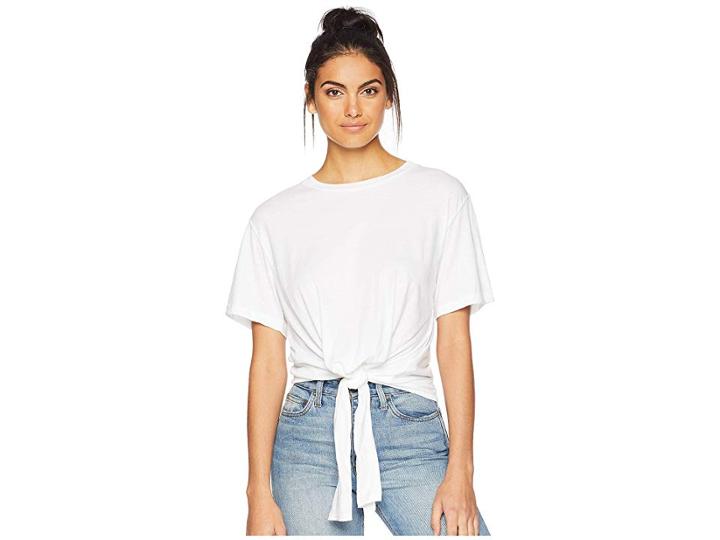 7 For All Mankind Tunnel Front Tee W/ Back Tab (optic White) Women's T Shirt
