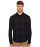 Vince Two-tone Plaid Long Sleeve Shirt (coastal Blue) Men's Long Sleeve Pullover