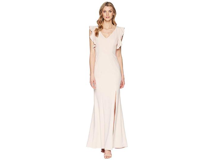 Adrianna Papell Long Crepe Dress (light Blush) Women's Dress