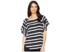 Karen Kane Ruffle Sleeve Top (stripe) Women's Clothing
