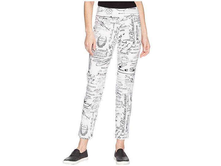 Krazy Larry Pull-on Ankle Pants (white/navy French News) Women's Dress Pants