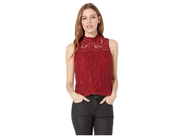 Jack By Bb Dakota Up To Here Sleeveless Lace Top (maroon) Women's Sleeveless