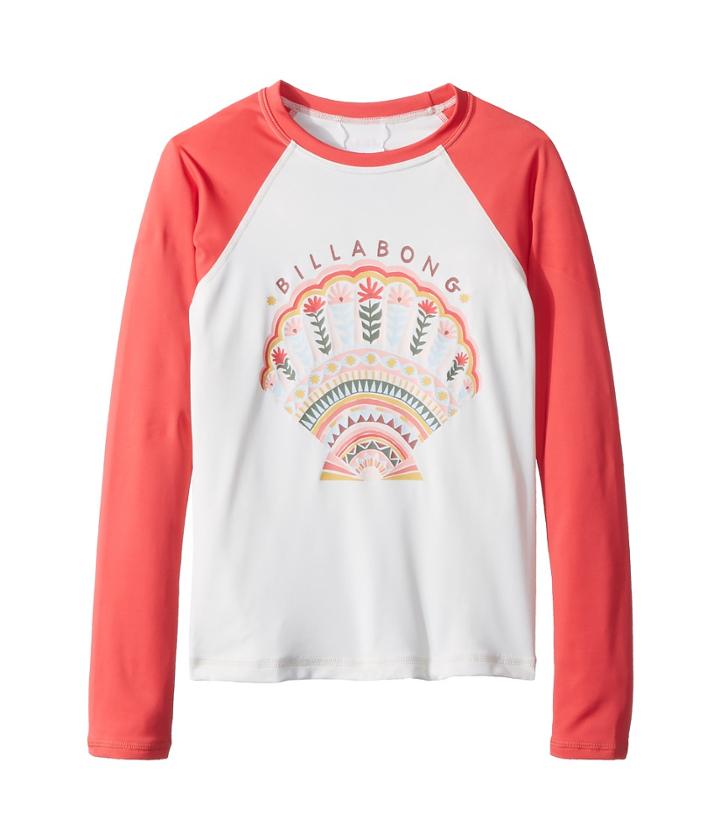 Billabong Kids Sol Searcher Long Sleeve Rashguard (little Kids/big Kids) (geranium) Girl's Swimwear