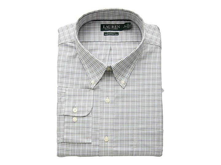 Lauren Ralph Lauren Classic Fit Non Iron Stretch Twill Dress Shirt (walnut/blue) Men's Long Sleeve Button Up