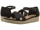 Toms Kids Harper Wedge (little Kid/big Kid) (black Cotton Twill) Girls Shoes