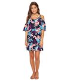 Tommy Bahama Graphic Tropics Cold-shoulder Dress Cover-up (mare Navy) Women's Swimwear