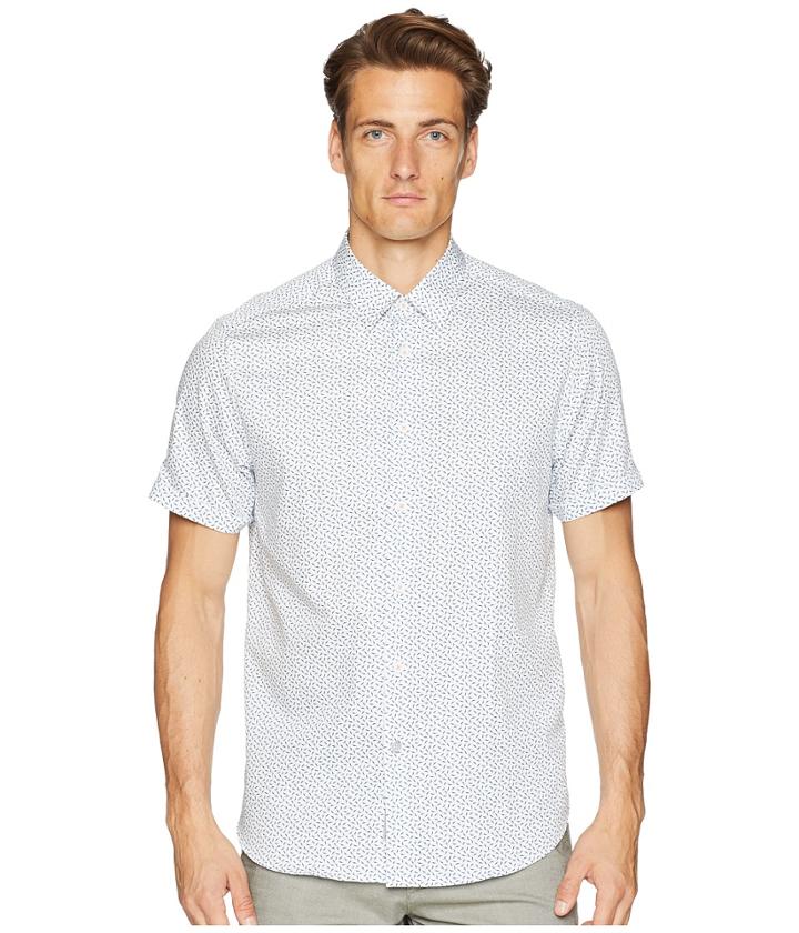 Ted Baker Narnar Short Sleeve Geo Print Shirt (white) Men's Clothing