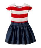 Fiveloaves Twofish Stripe Abbie Dress (little Kids/big Kids) (red) Girl's Dress
