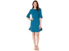 Betsey Johnson Scuba Crepe Dress With Trim Detail (teal) Women's Dress