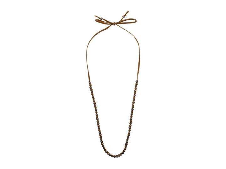 Chan Luu Sterling Silver Adjustable Necklace With Fresh Water Pearls And Velvet Overlay (dark Champagne Pearl) Necklace