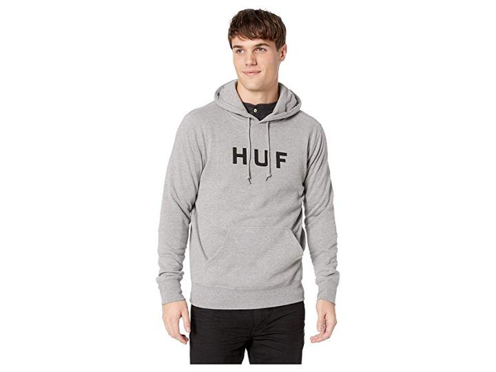 Huf Essentials Og Logo Pullover Hoodie (grey Heather) Men's Sweatshirt