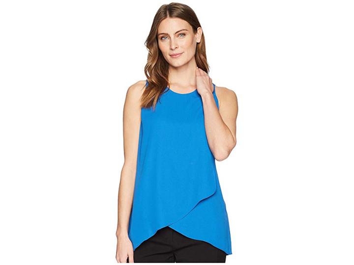 Karen Kane Asymmetric Side-drape Top (cobalt) Women's Clothing